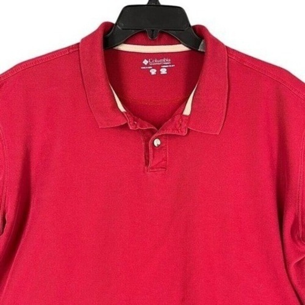 Columbia Polo Shirt Mens XXL Red Solid Short Sleeve Breathable Cotton Casual